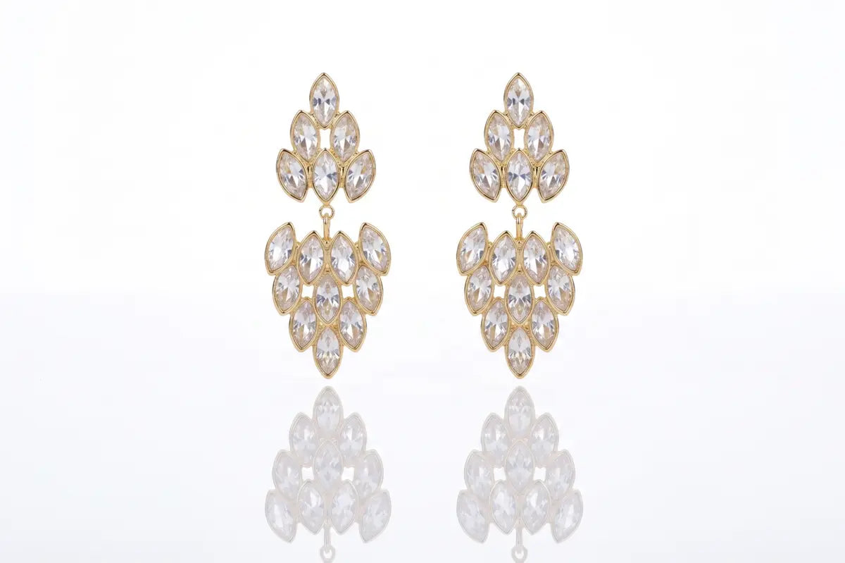 Golden Vine Crystal Drop Earrings