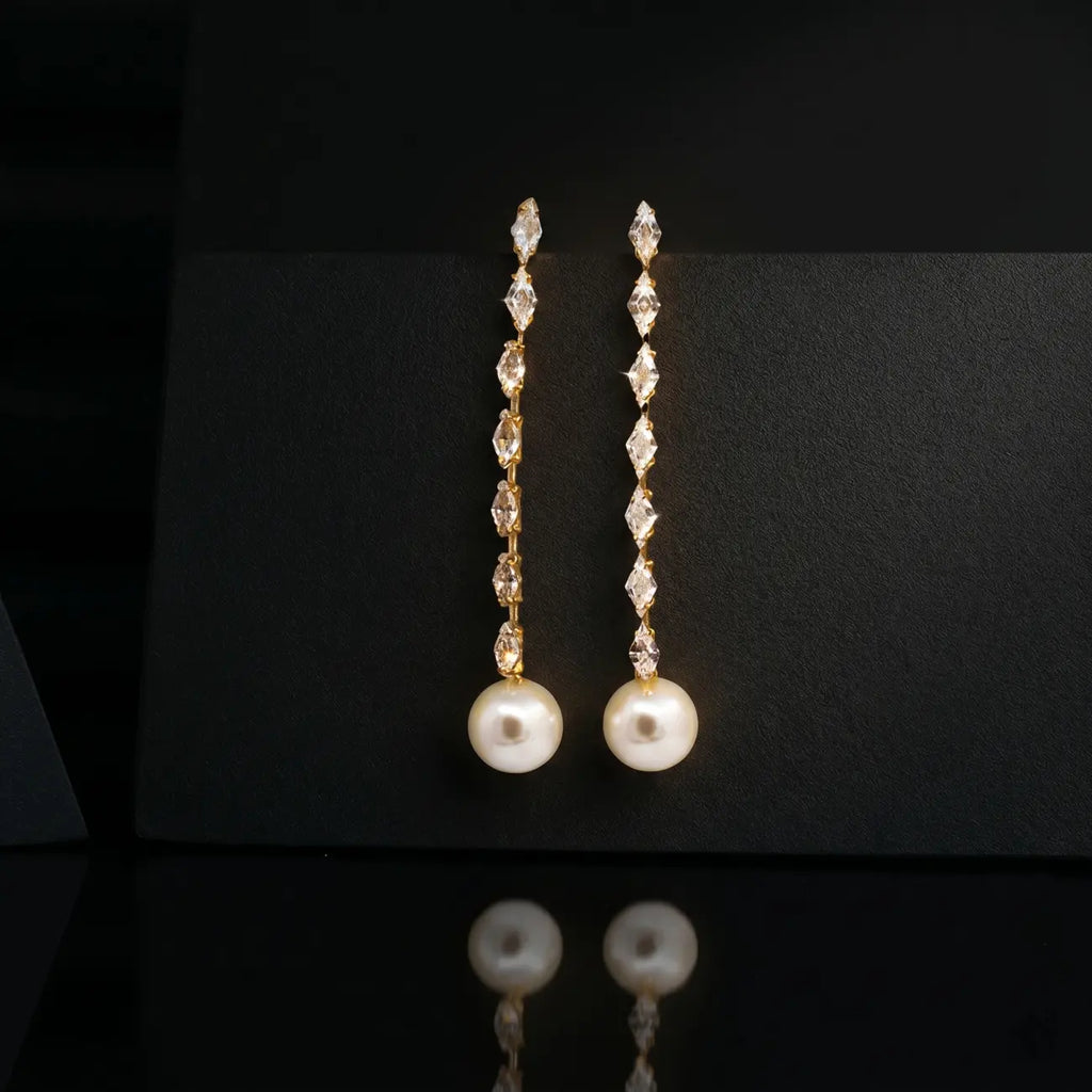 Luna Pearl Crystal Drop Earrings