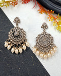 Maharani Noor Pearl Kundan Chandbali Earrings