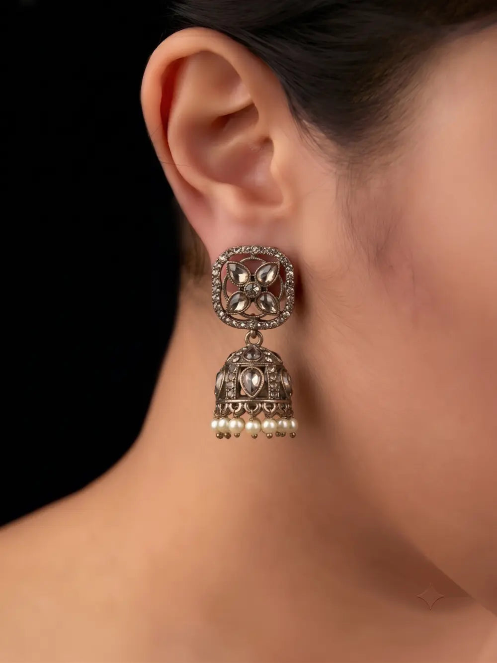 Meher Pearl Kundan Jhumka Earrings