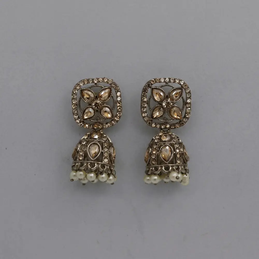 Meher Pearl Kundan Jhumka Earrings