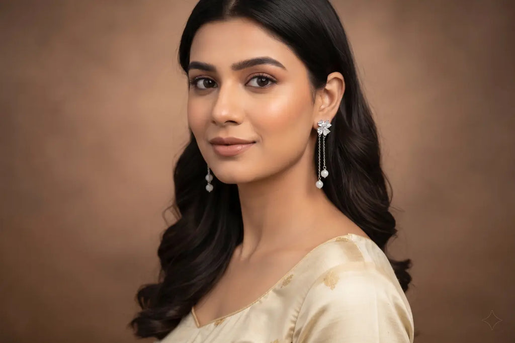 Moonblossom Pearl Chain Earrings