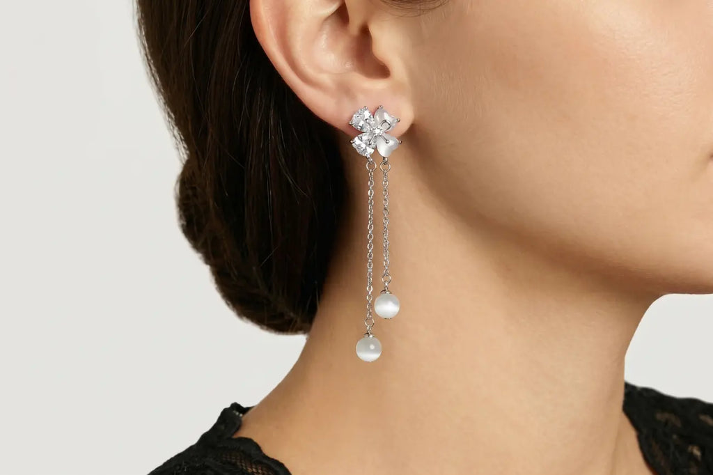Moonblossom Pearl Chain Earrings