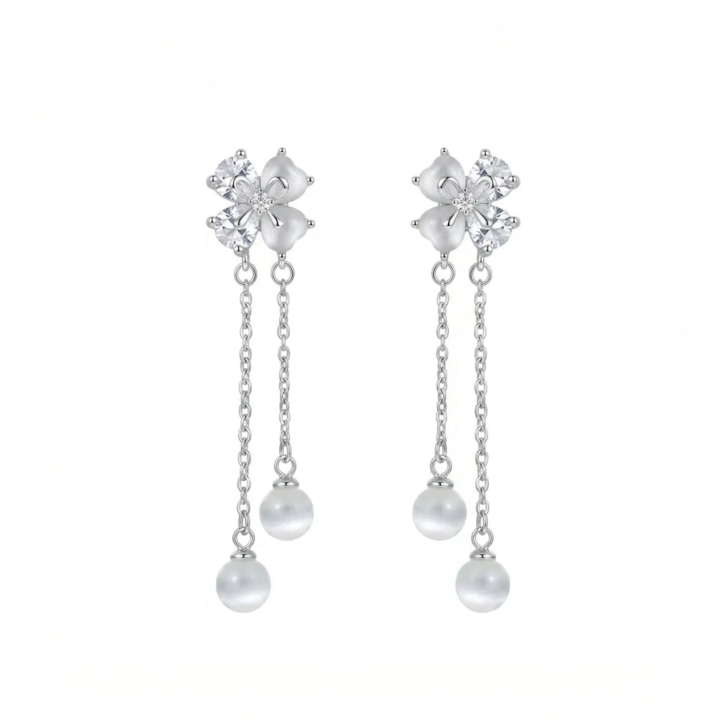 Moonblossom Pearl Chain Earrings