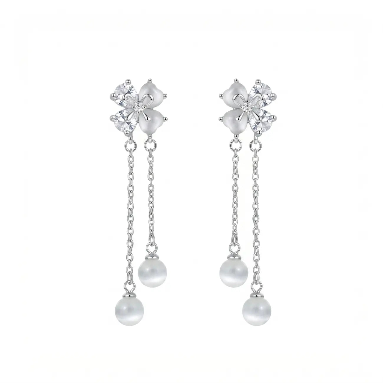 Moonblossom Pearl Chain Earrings