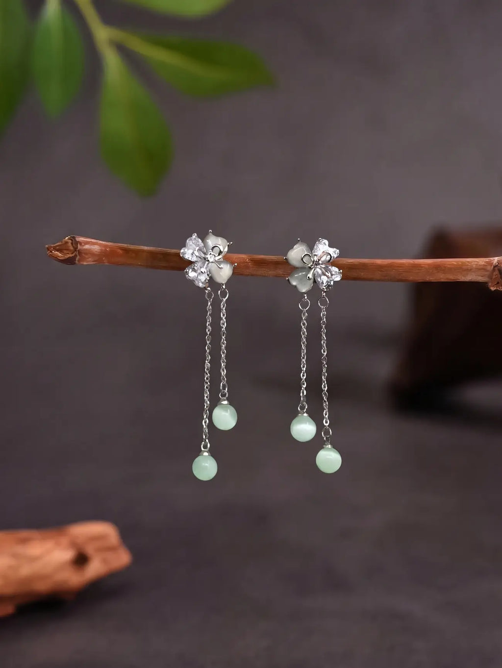 Moonblossom Pearl Chain Earrings