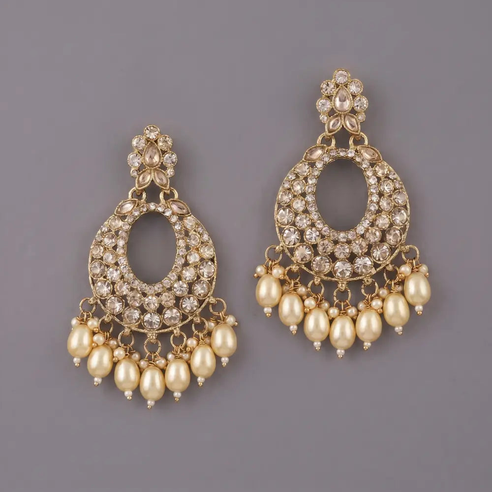 Noor-e-Moti Pearl Kundan Chandbali Earrings