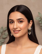 Pearl Bloom Heart Dangle Earrings