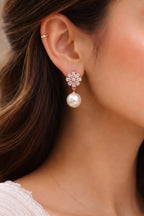Rose Bloom Pearl Drop Earrings
