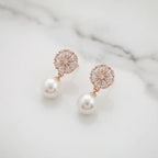 Rose Bloom Pearl Drop Earrings