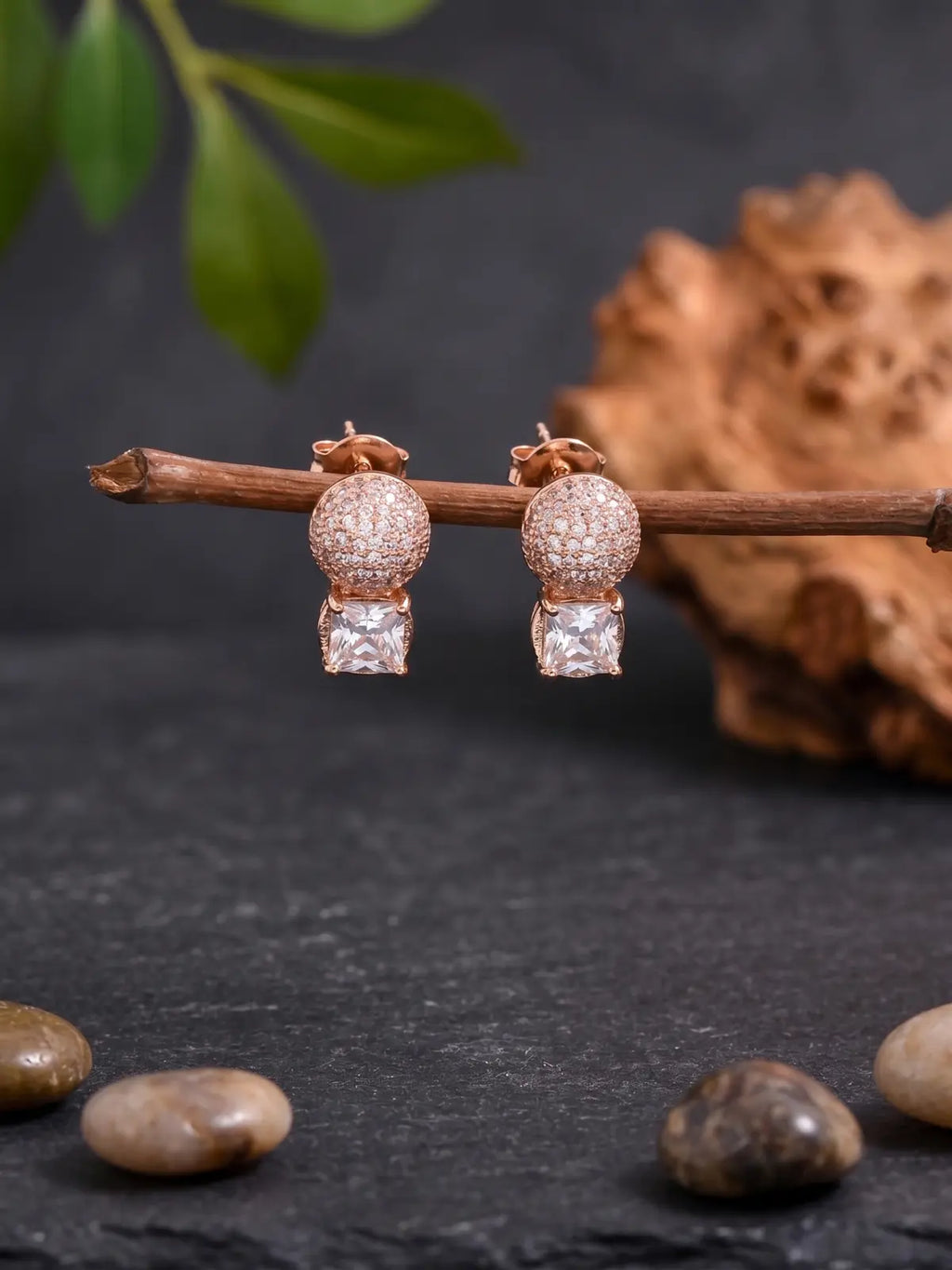 Rosé Glow Crystal Stud Earrings