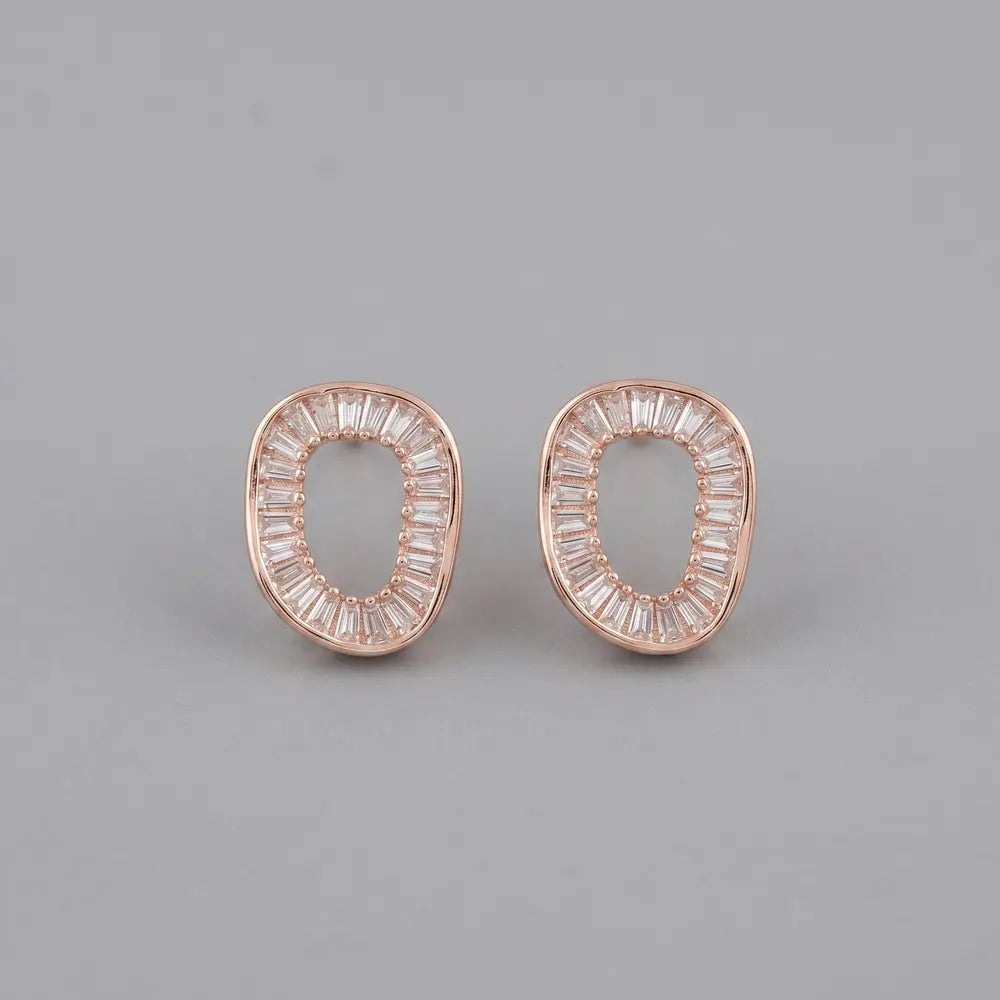 Rose Gold Oval Halo Stud Earrings
