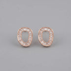 Rose Gold Oval Halo Stud Earrings