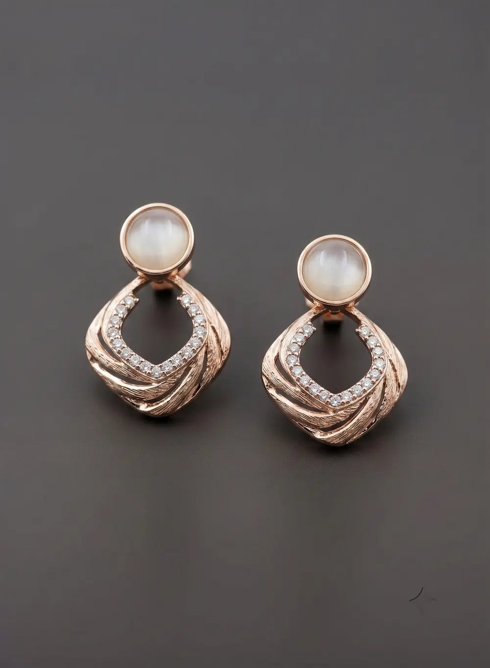 Rose Gold Pearl Swirl Drop Earrings