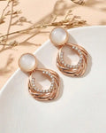Rose Gold Pearl Swirl Drop Earrings