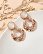 Rose Gold Pearl Swirl Drop Earrings