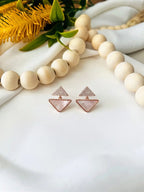 Rose Gold Pearl Triangle Drop Earrings