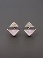 Rose Gold Pearl Triangle Drop Earrings