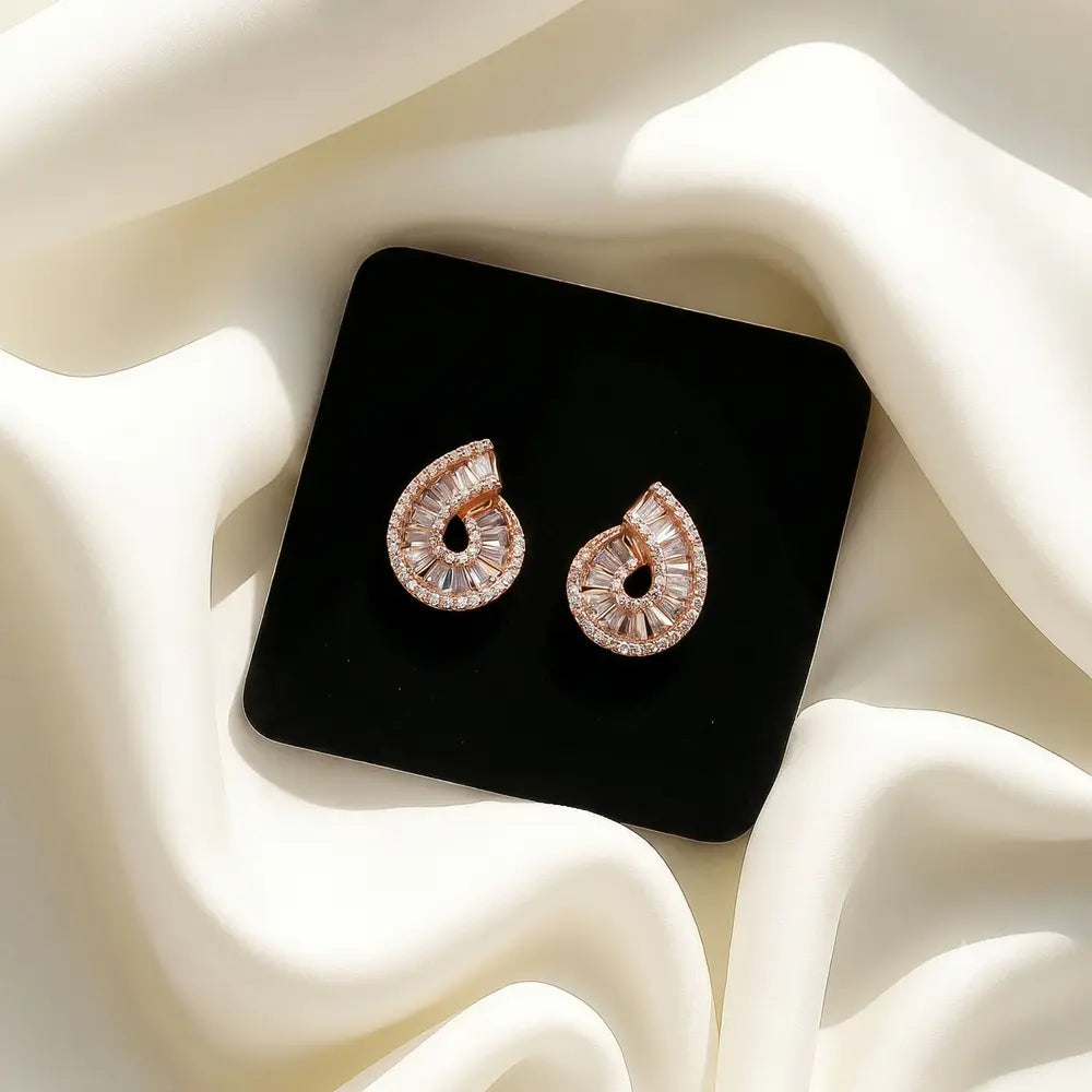 Rose Gold Teardrop Sparkle Stud Earrings