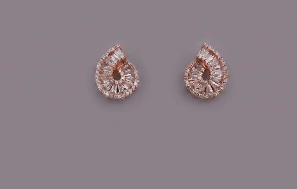 Rose Gold Teardrop Sparkle Stud Earrings