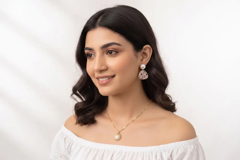 Rose Pearl Prism Drop Earrings