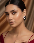 Rose Luxe Geometric Crystal Stud Earrings