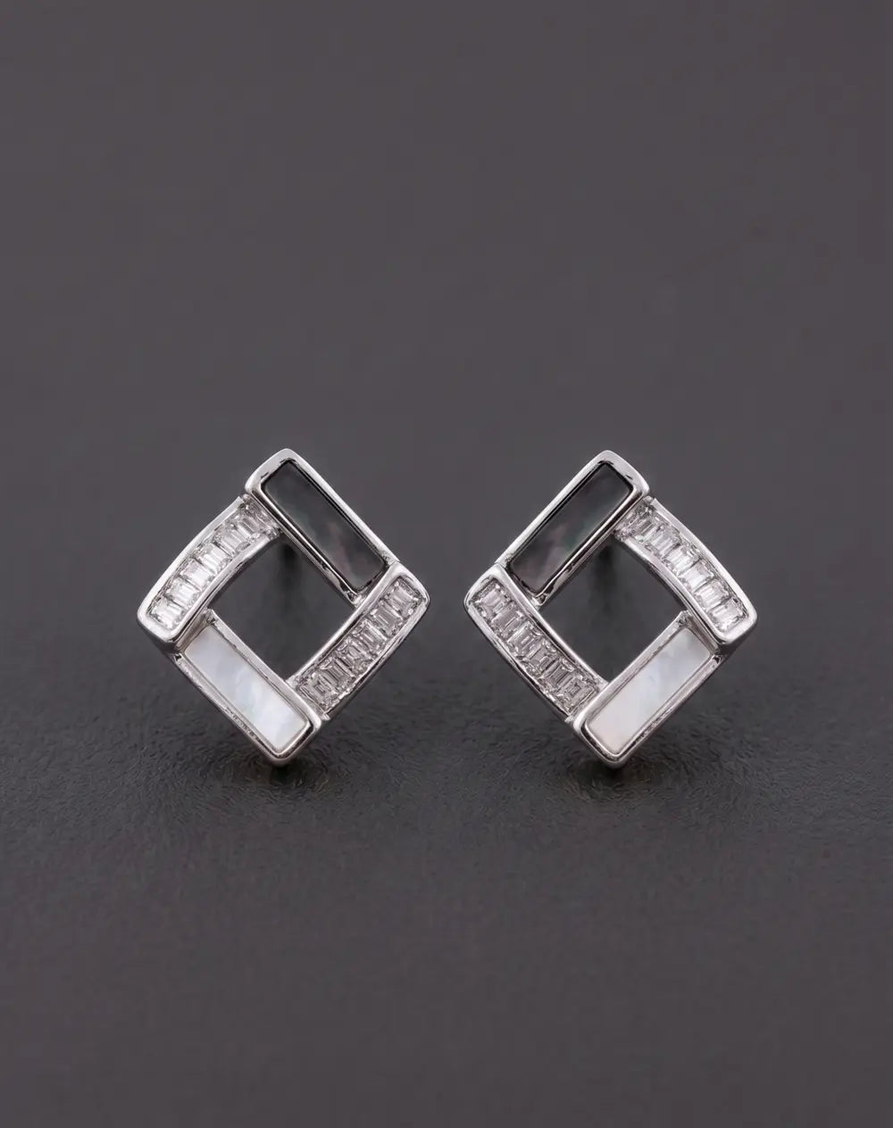 Rose Luxe Geometric Crystal Stud Earrings
