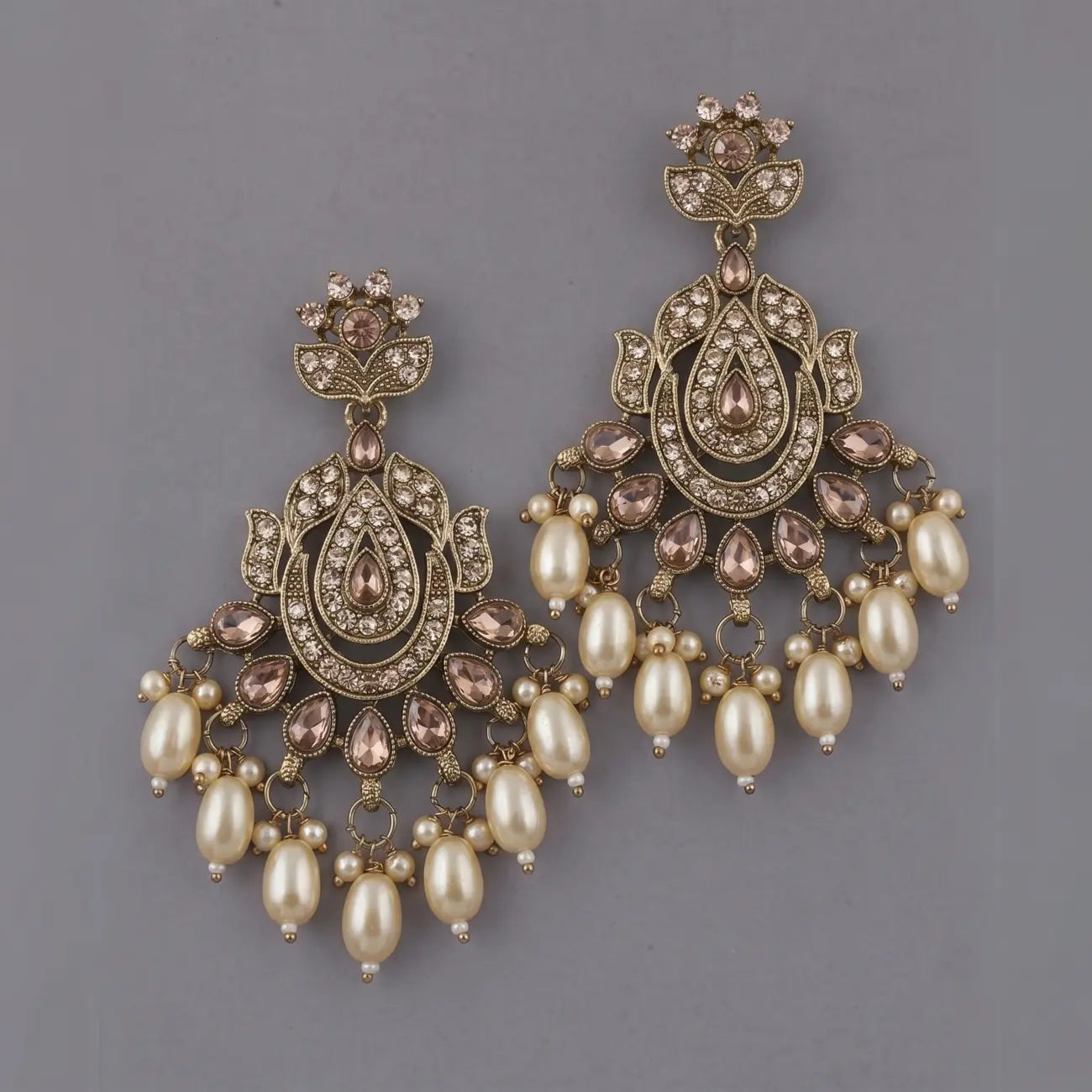 Royal Aabha Pearl Polki Chandbali Earrings