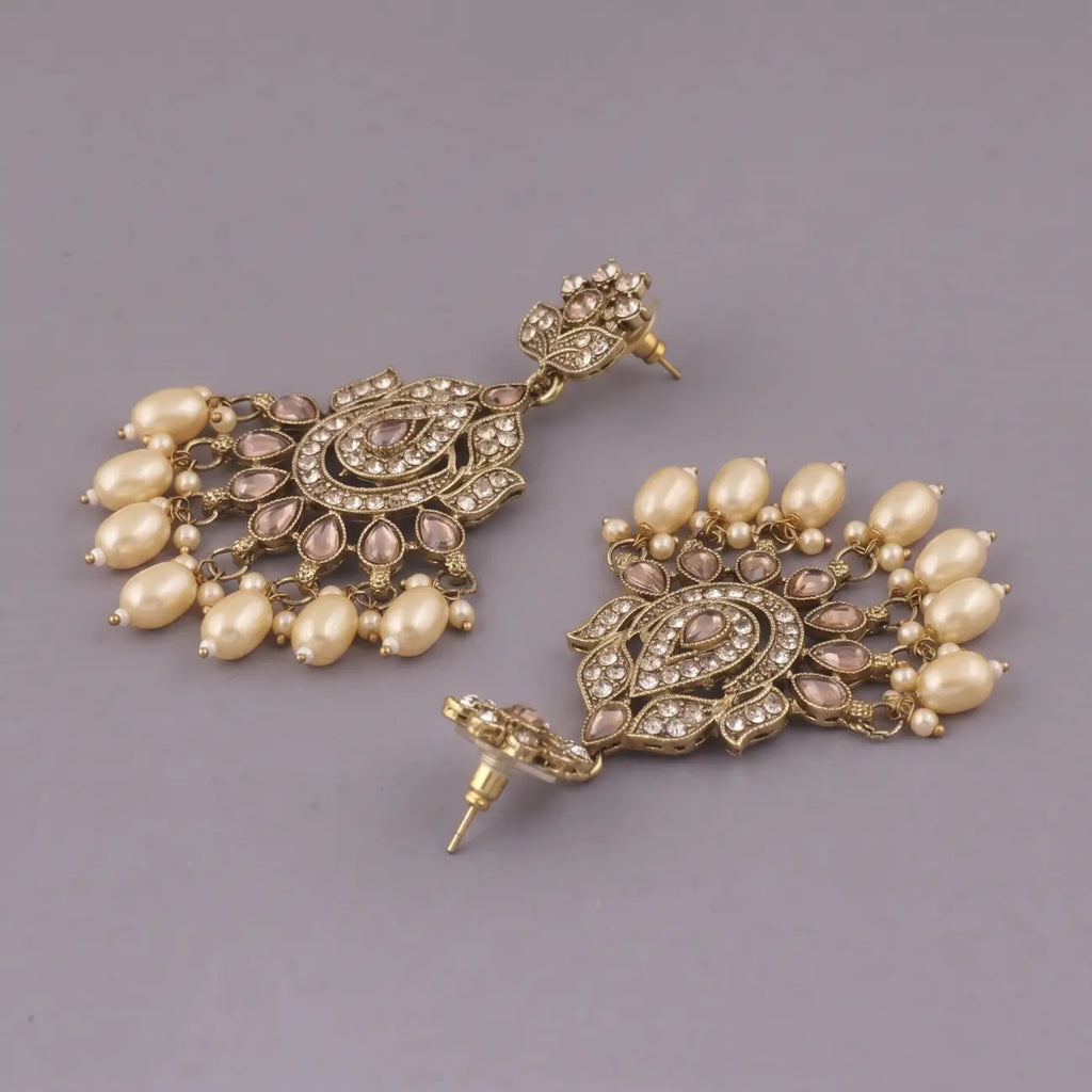 Royal Aabha Pearl Polki Chandbali Earrings