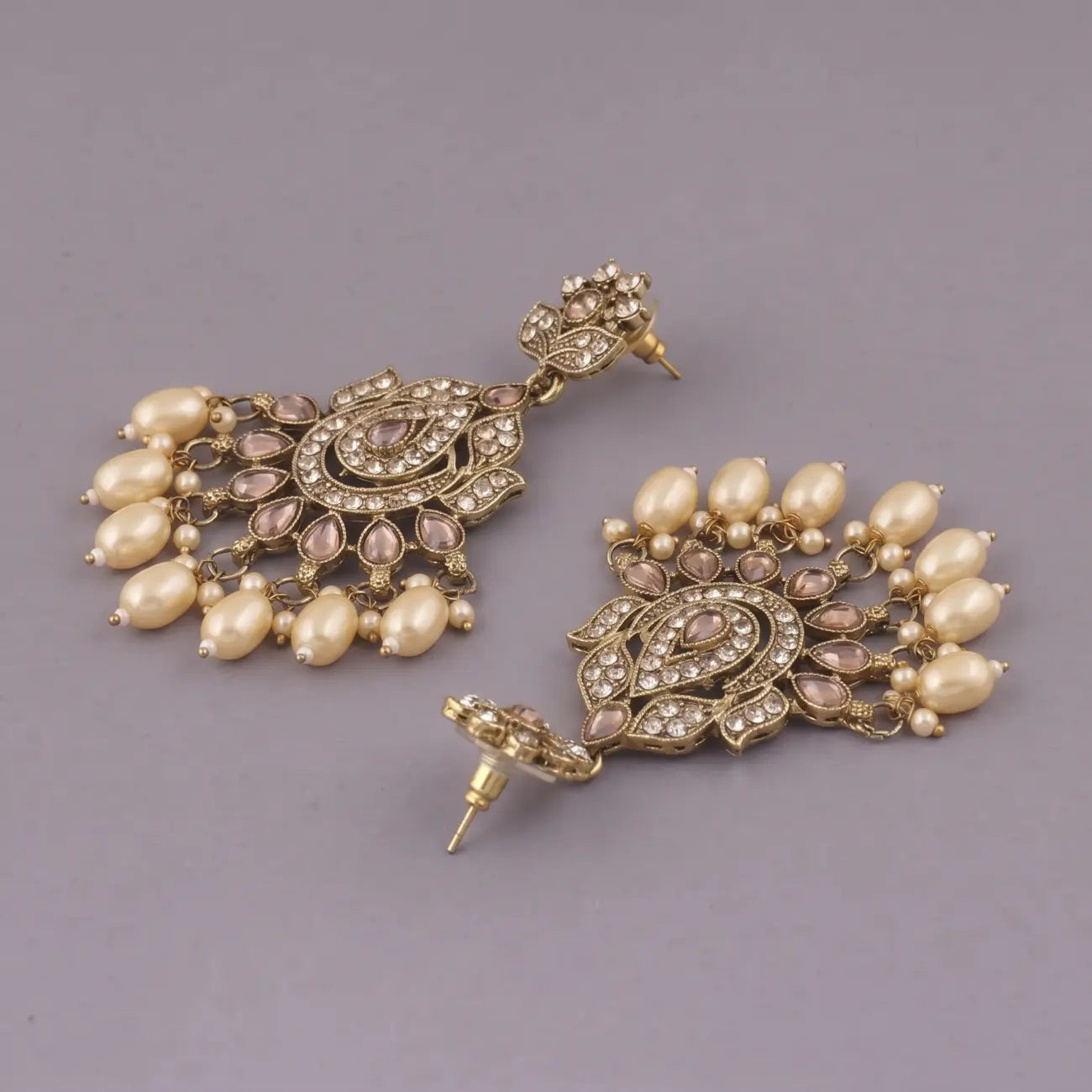 Royal Aabha Pearl Polki Chandbali Earrings