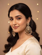 Royal Antique Gold Champagne Chandbali Earrings