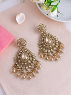 Royal Antique Gold Champagne Chandbali Earrings