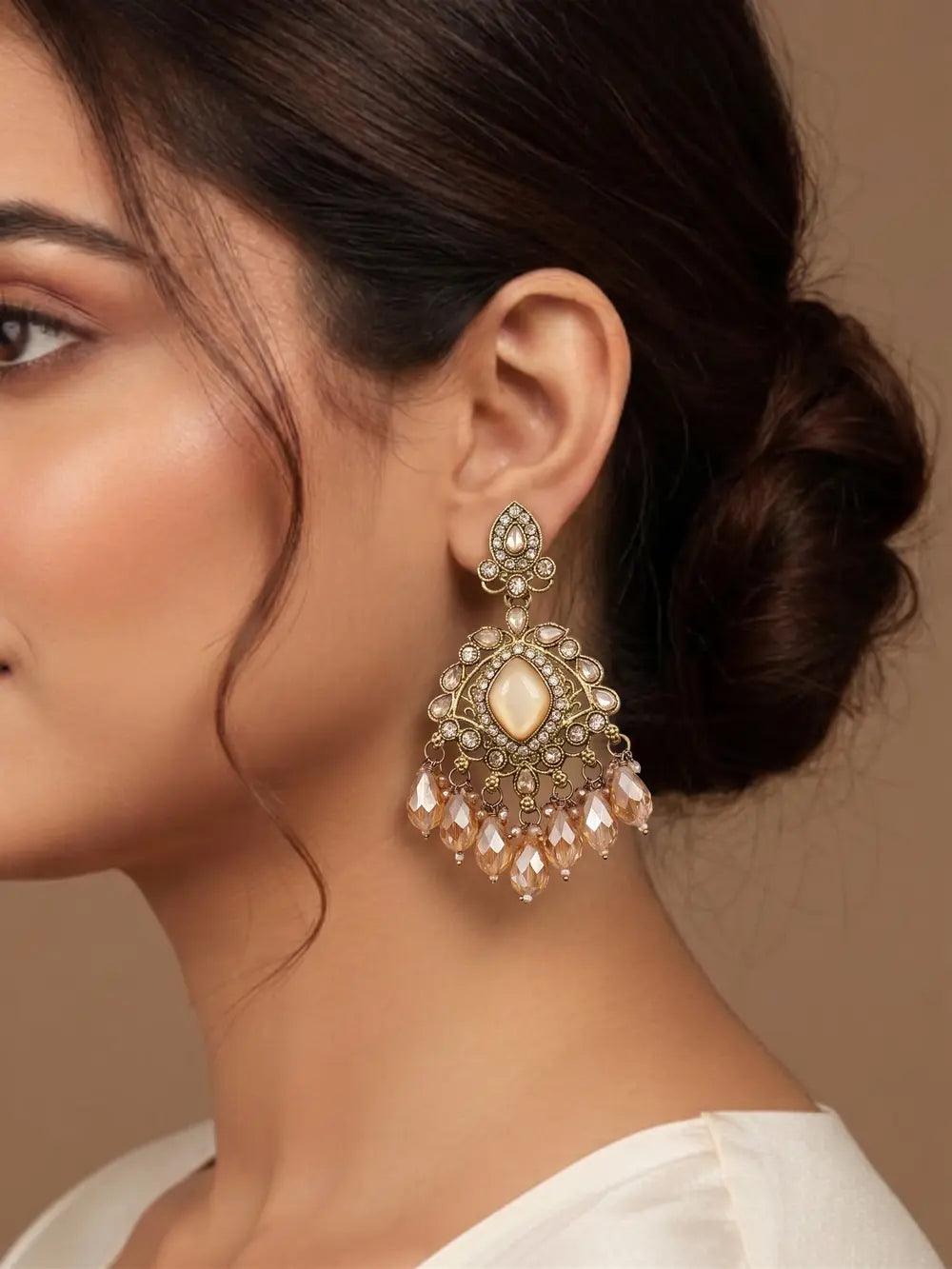 Royal Antique Gold Chandbali Earrings
