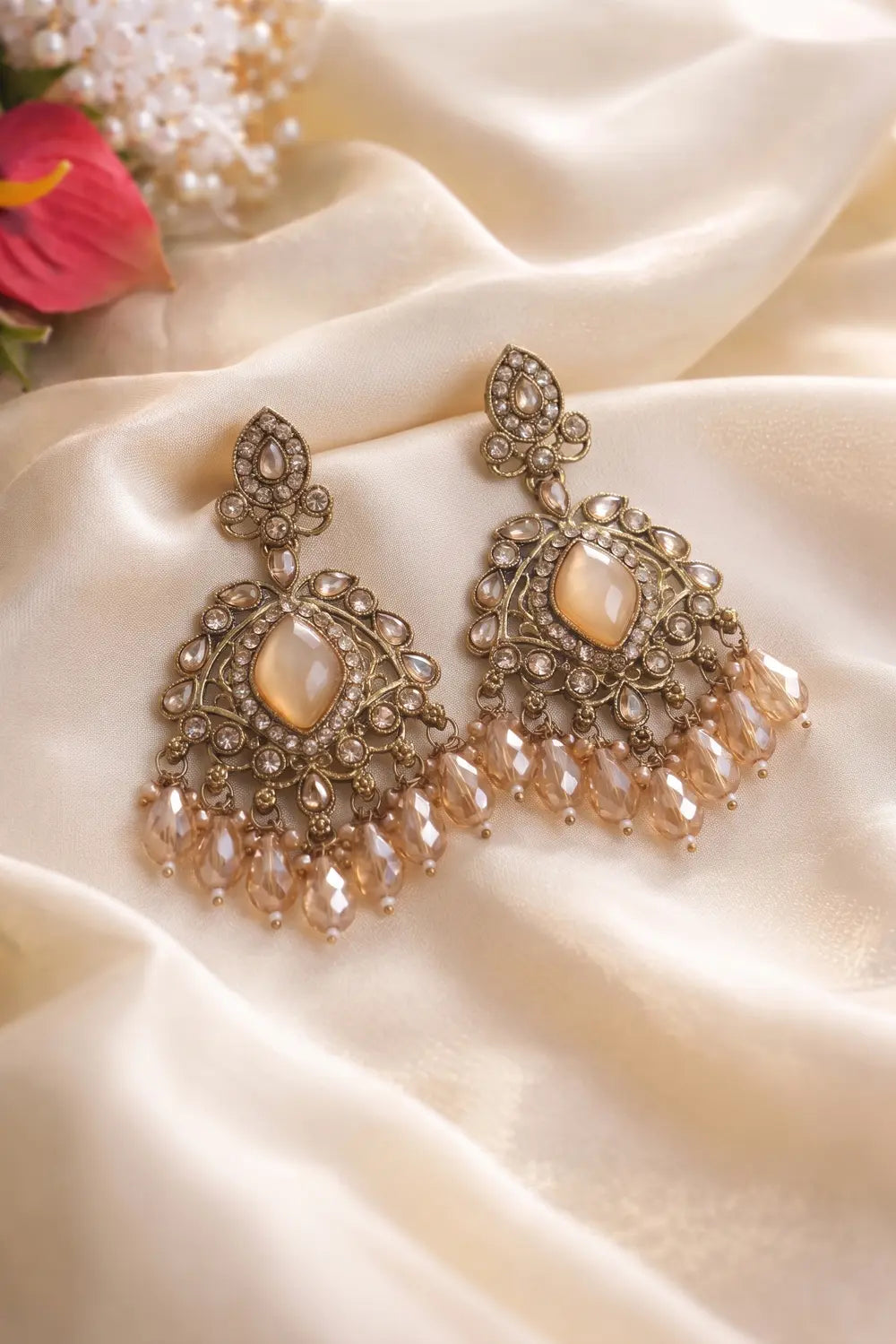Royal Antique Gold Chandbali Earrings