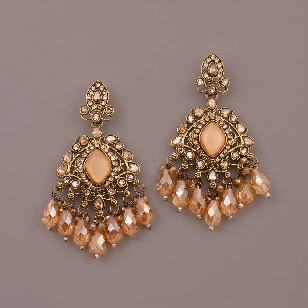 Royal Antique Gold Chandbali Earrings