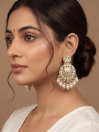 Royal Gold Pearl Kundan Chandbali Earrings