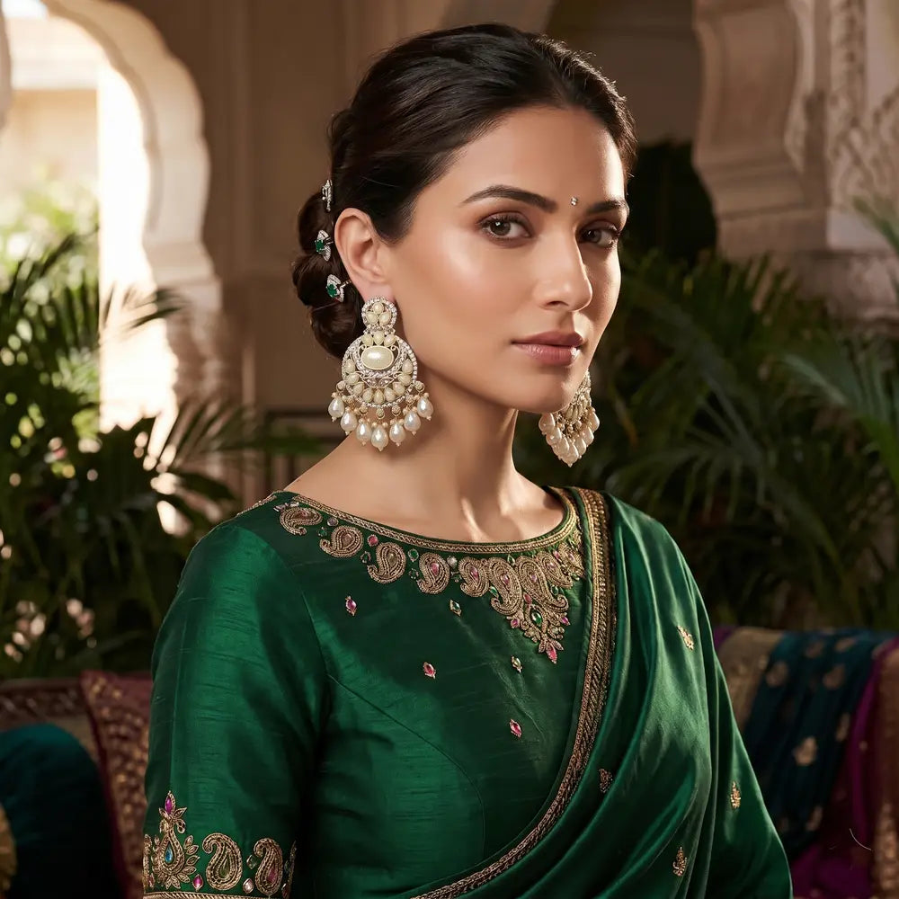 Royal Gold Pearl Kundan Chandbali Earrings
