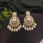 Royal Gold Pearl Kundan Chandbali Earrings