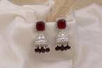 Ruby Rajwadi Silver Kundan Jhumka Earrings