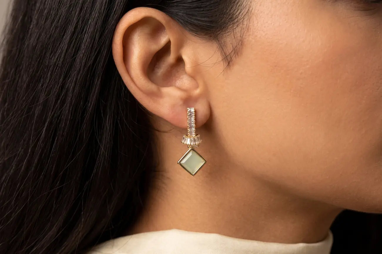 Sage Luxe Crystal Dangle Earrings