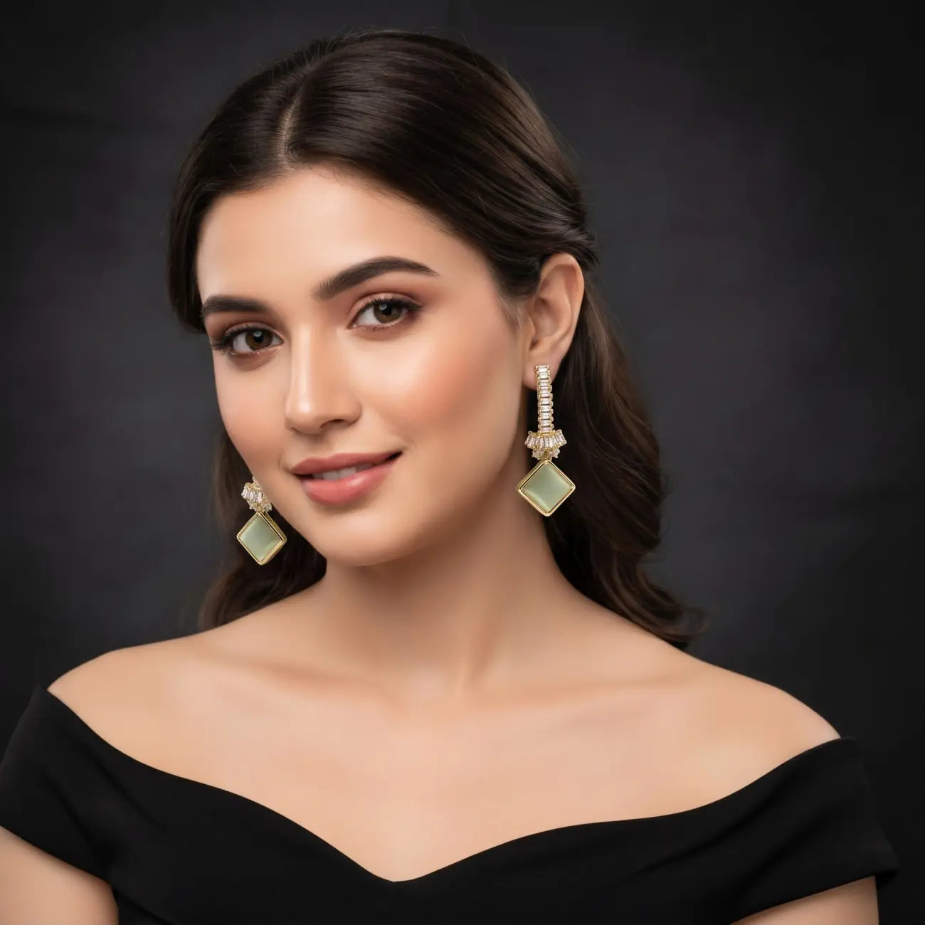 Sage Luxe Crystal Dangle Earrings