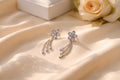 Silver Blossom Sparkle Drop Earrings