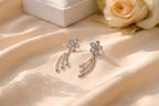Silver Blossom Sparkle Drop Earrings