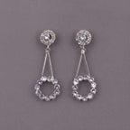 Silver Crystal Circle Drop Earrings