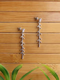 Silver Crystal Leafline Drop Earrings