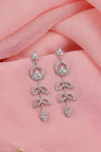 Silver Crystal Vine Drop Earrings