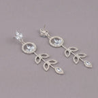 Silver Crystal Vine Drop Earrings