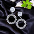 Silver Halo Crystal Drop Earrings