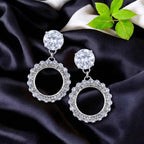 Silver Halo Crystal Drop Earrings
