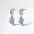 Silver Lotus Crystal Drop Earrings